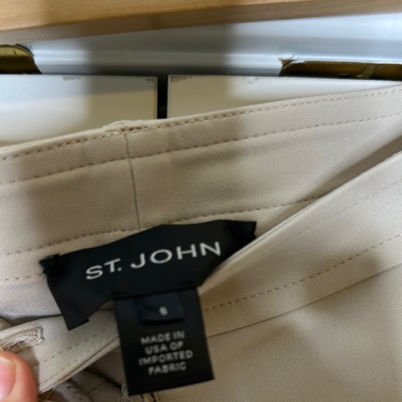 St. John Crepe Elegant Tan Ankle Straight-Leg Pants Sz8 - Picture 6 of 8